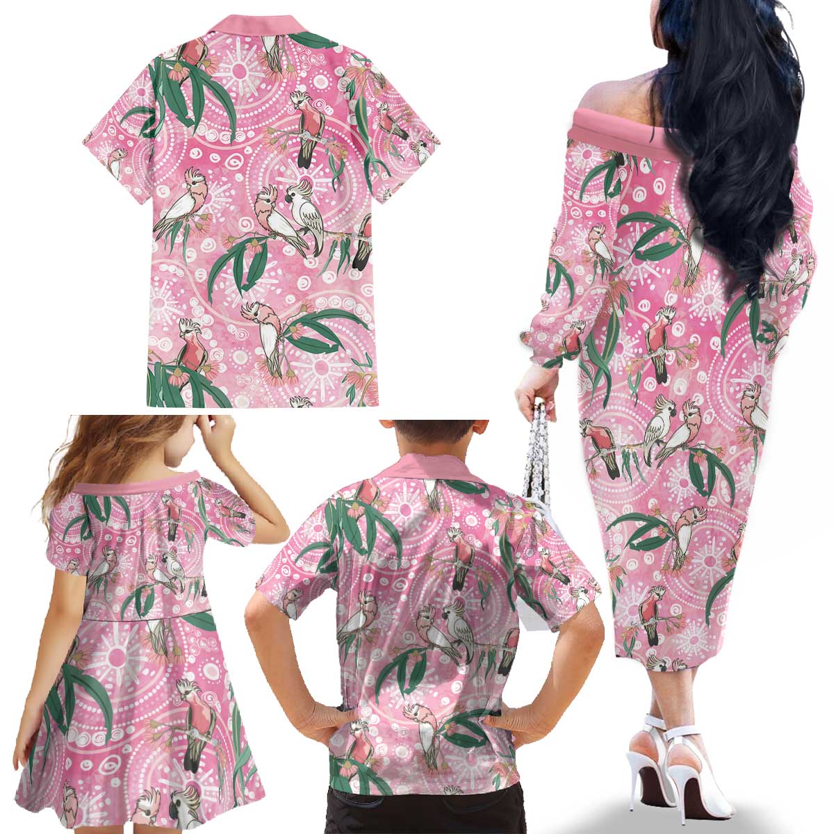 Australia Galah Aboriginal Family Matching Off The Shoulder Long Sleeve Dress and Hawaiian Shirt Breast Cancer Awareness - Vibe Hoodie