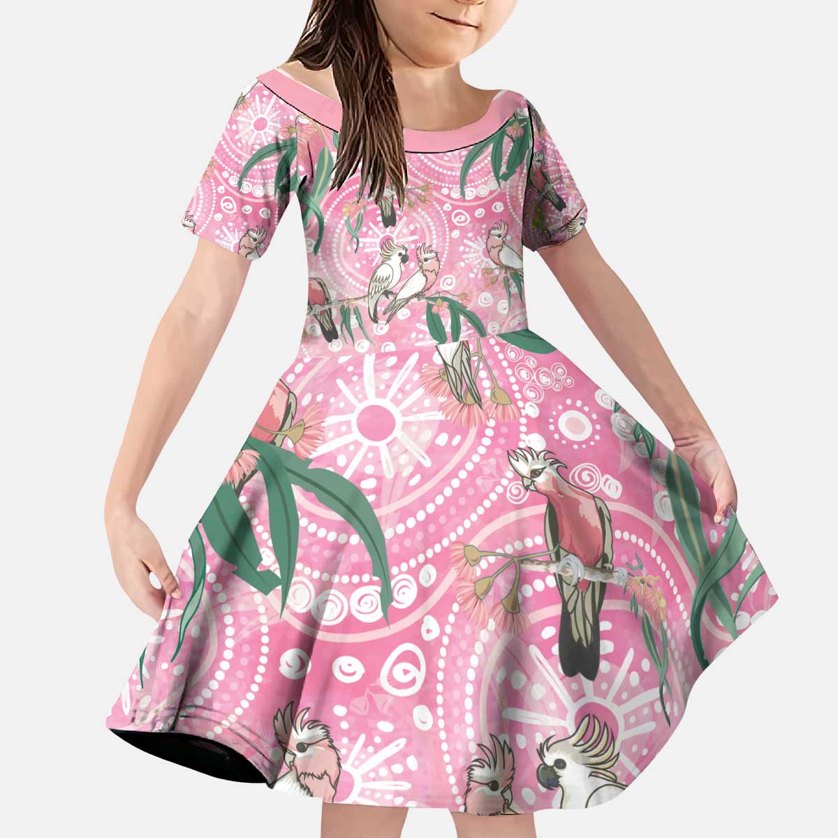 Australia Galah Aboriginal Kid Short Sleeve Dress Breast Cancer Awareness - Vibe Hoodie