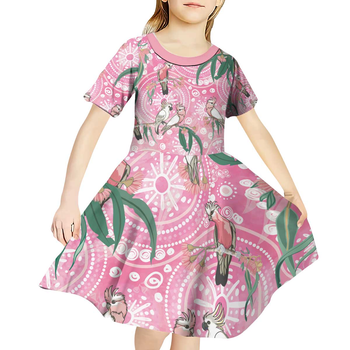 Australia Galah Aboriginal Kid Short Sleeve Dress Breast Cancer Awareness - Vibe Hoodie