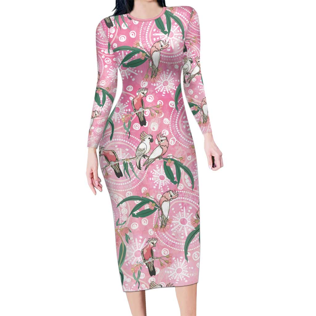 Australia Galah Aboriginal Long Sleeve Bodycon Dress Breast Cancer Awareness - Vibe Hoodie