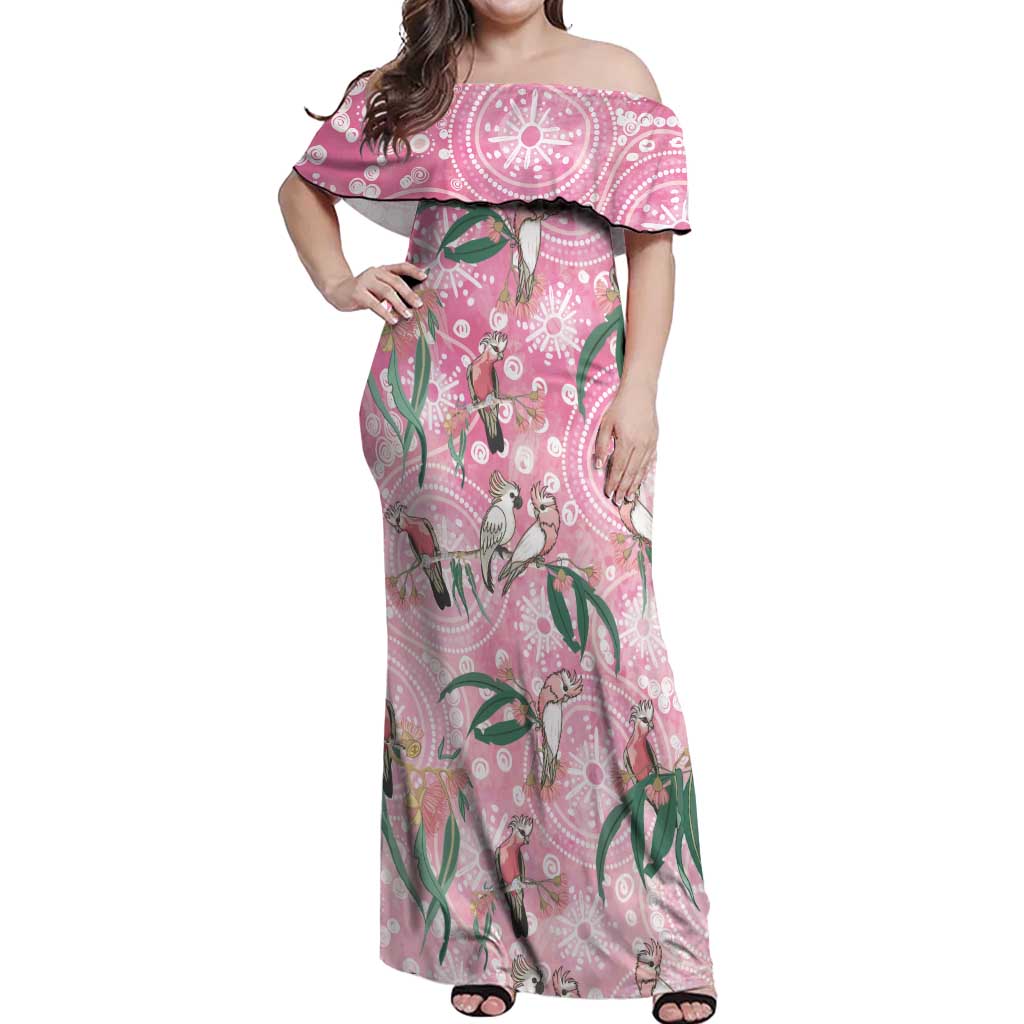 Australia Galah Aboriginal Off Shoulder Maxi Dress Breast Cancer Awareness - Vibe Hoodie