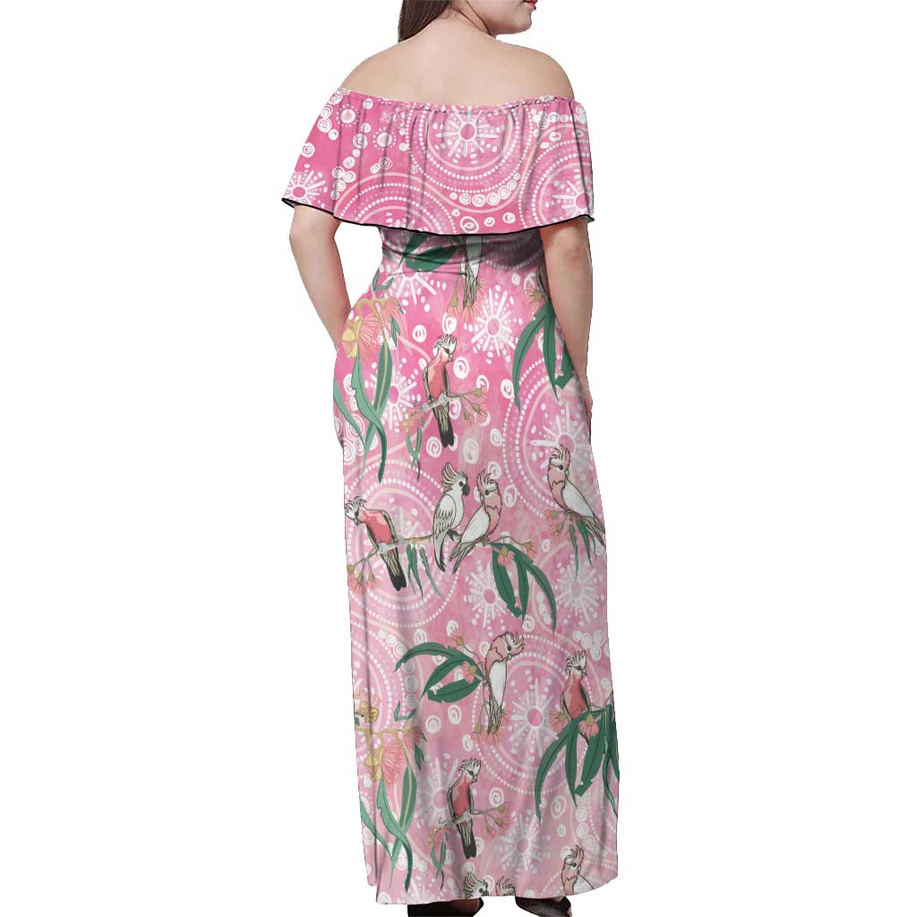 Australia Galah Aboriginal Off Shoulder Maxi Dress Breast Cancer Awareness - Vibe Hoodie