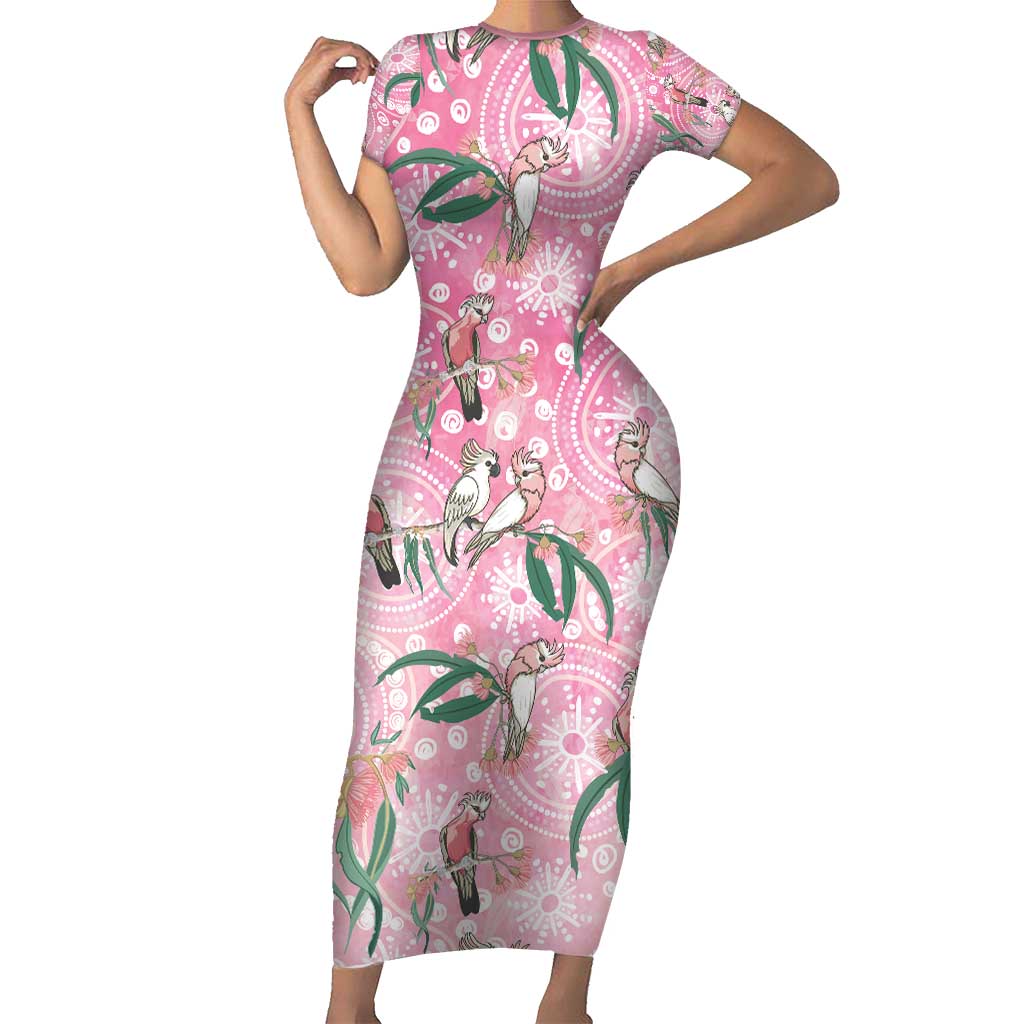 Australia Galah Aboriginal Short Sleeve Bodycon Dress Breast Cancer Awareness - Vibe Hoodie