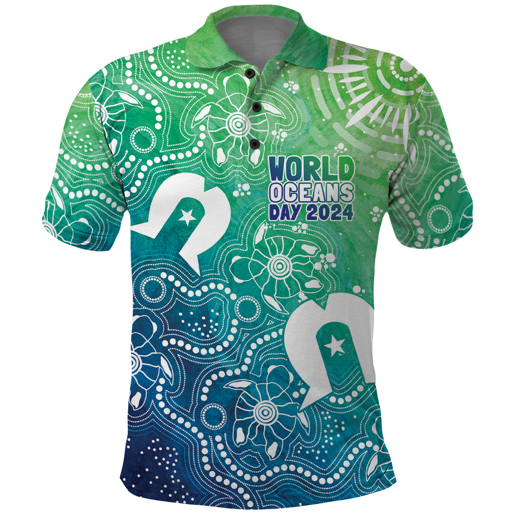 Australia Aboriginal Style Polo Shirt World Ocean Day - Vibe Hoodie Shop