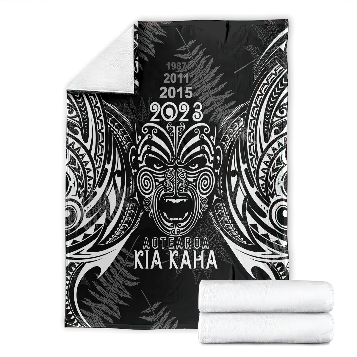 Custom New Zealand Rugby Blanket 2023 World Cup Aotearoa Haka Face - Vibe Hoodie Shop