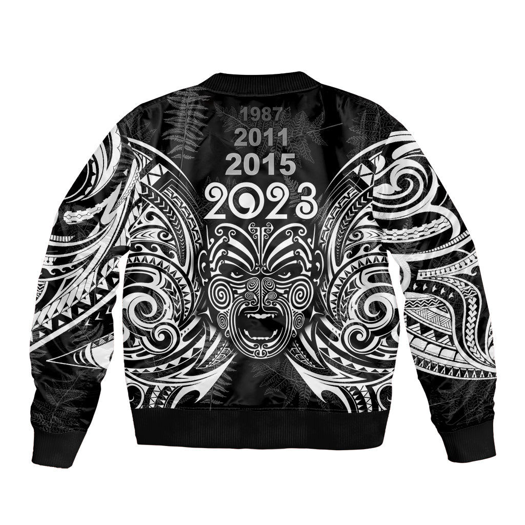 New Zealand Rugby Bomber Jacket 2023 World Cup Aotearoa Haka Face - Vibe Hoodie Shop