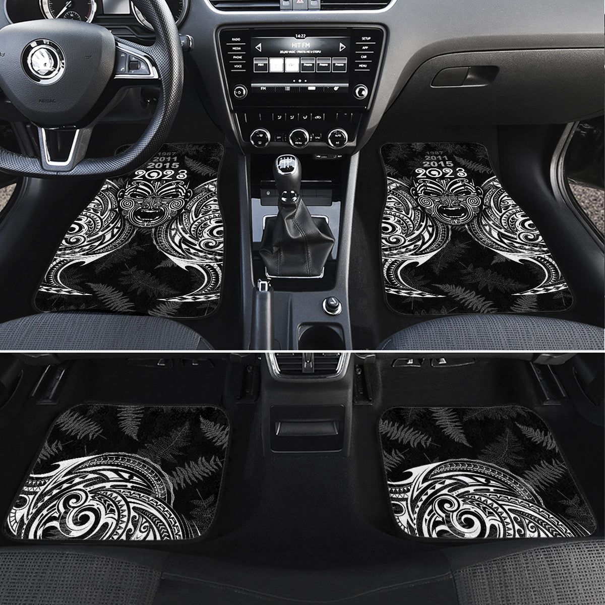 Custom New Zealand Rugby Car Mats 2023 World Cup Aotearoa Haka Face LT7