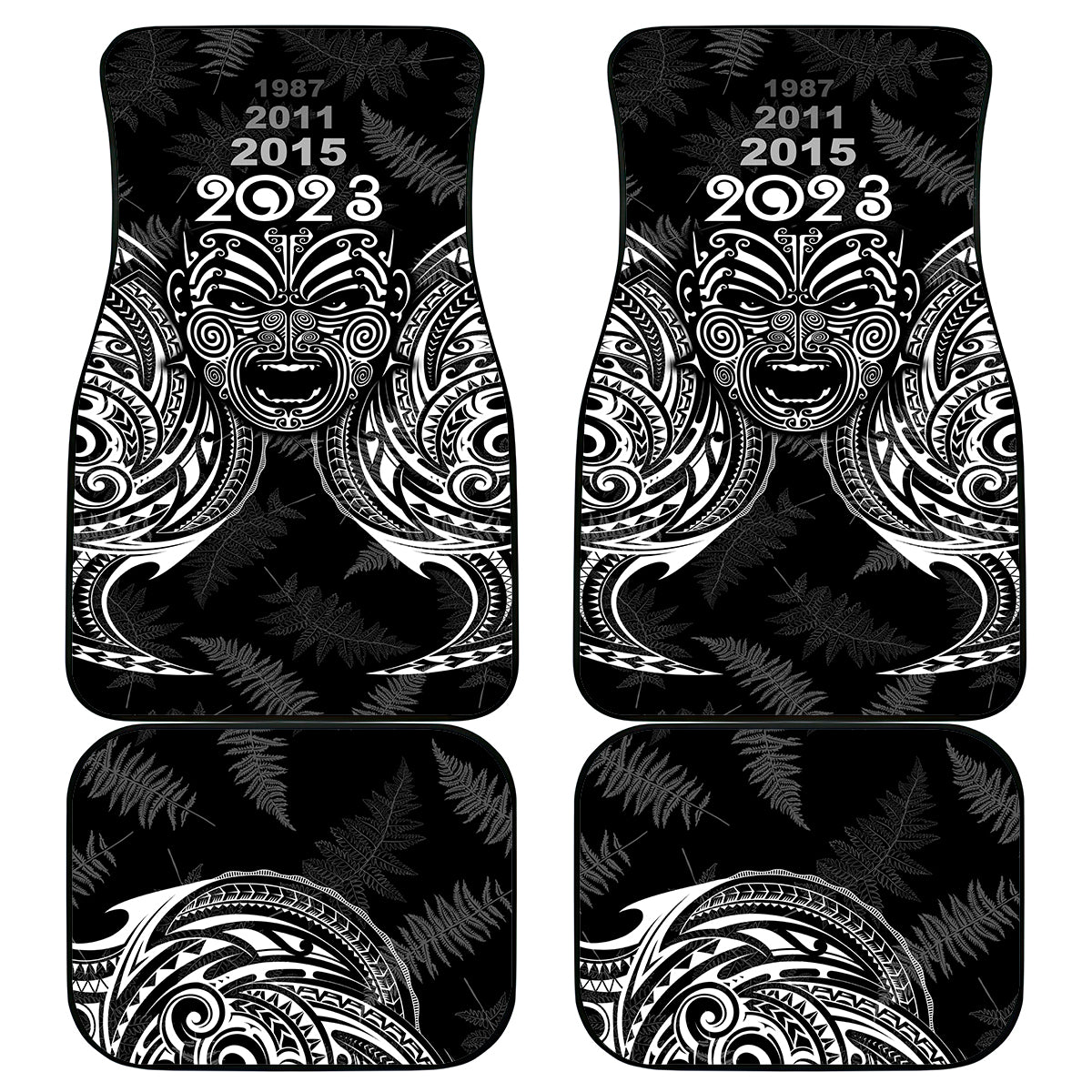 Custom New Zealand Rugby Car Mats 2023 World Cup Aotearoa Haka Face LT7