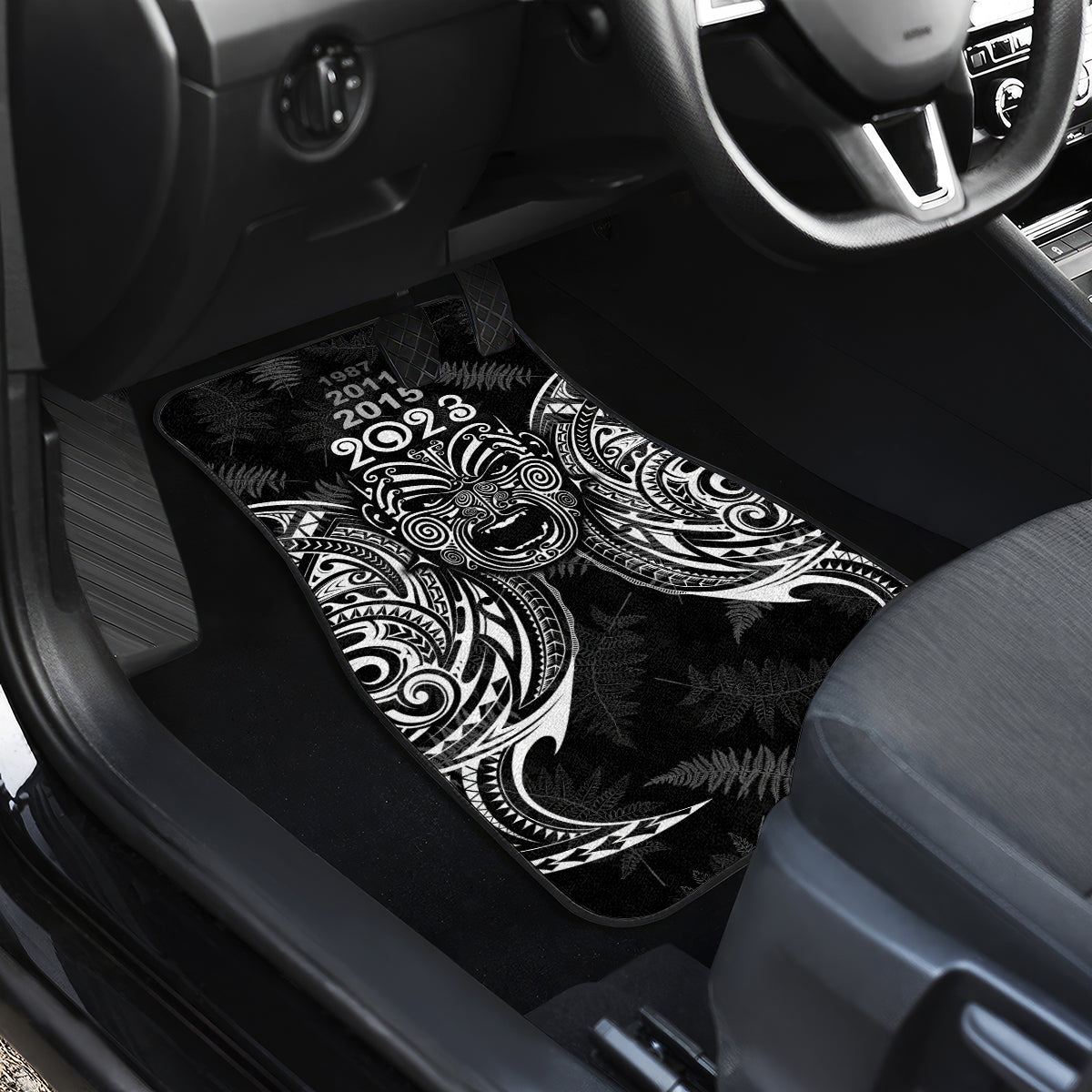 Custom New Zealand Rugby Car Mats 2023 World Cup Aotearoa Haka Face LT7