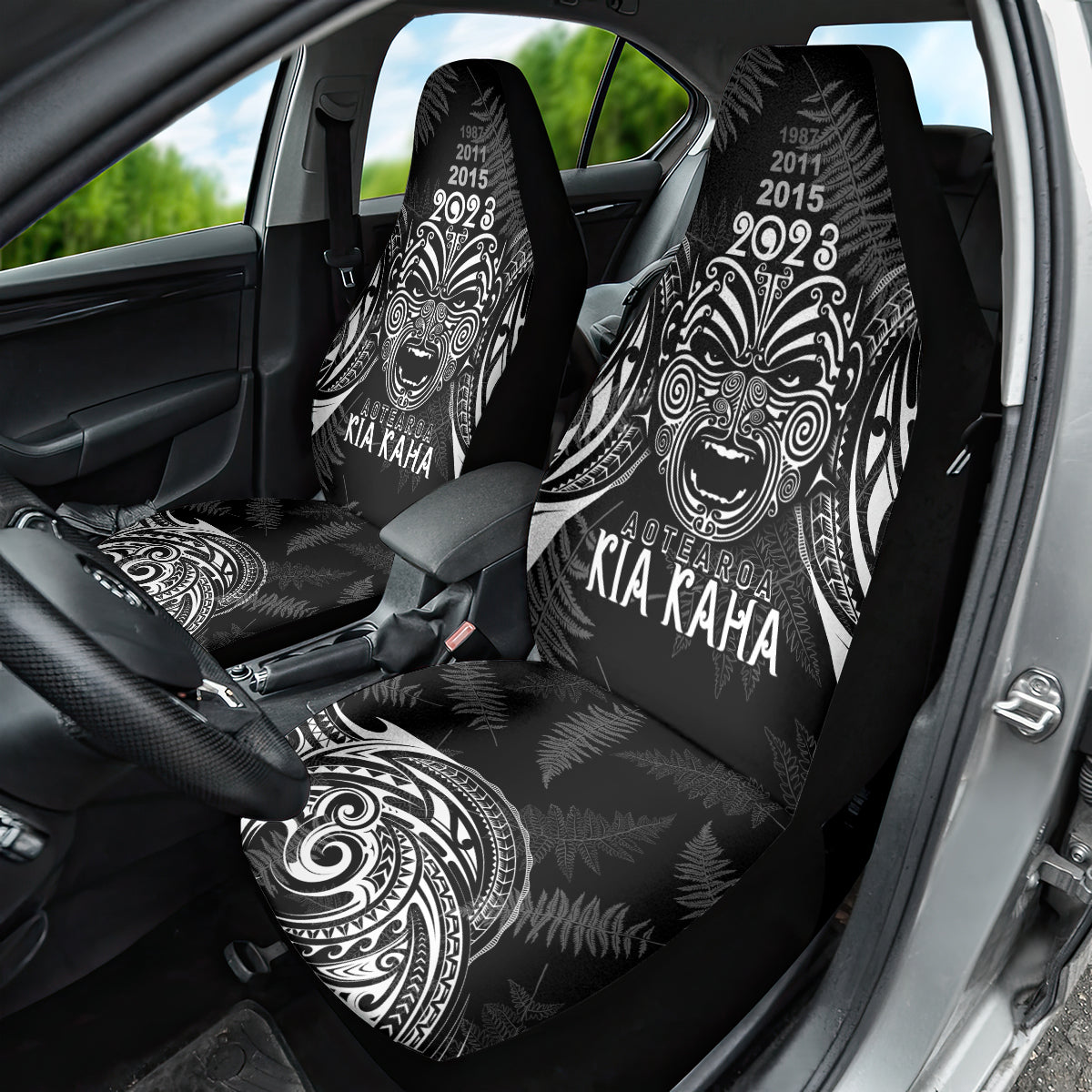 Custom New Zealand Rugby Car Seat Cover 2023 World Cup Aotearoa Haka Face - Vibe Hoodie Shop