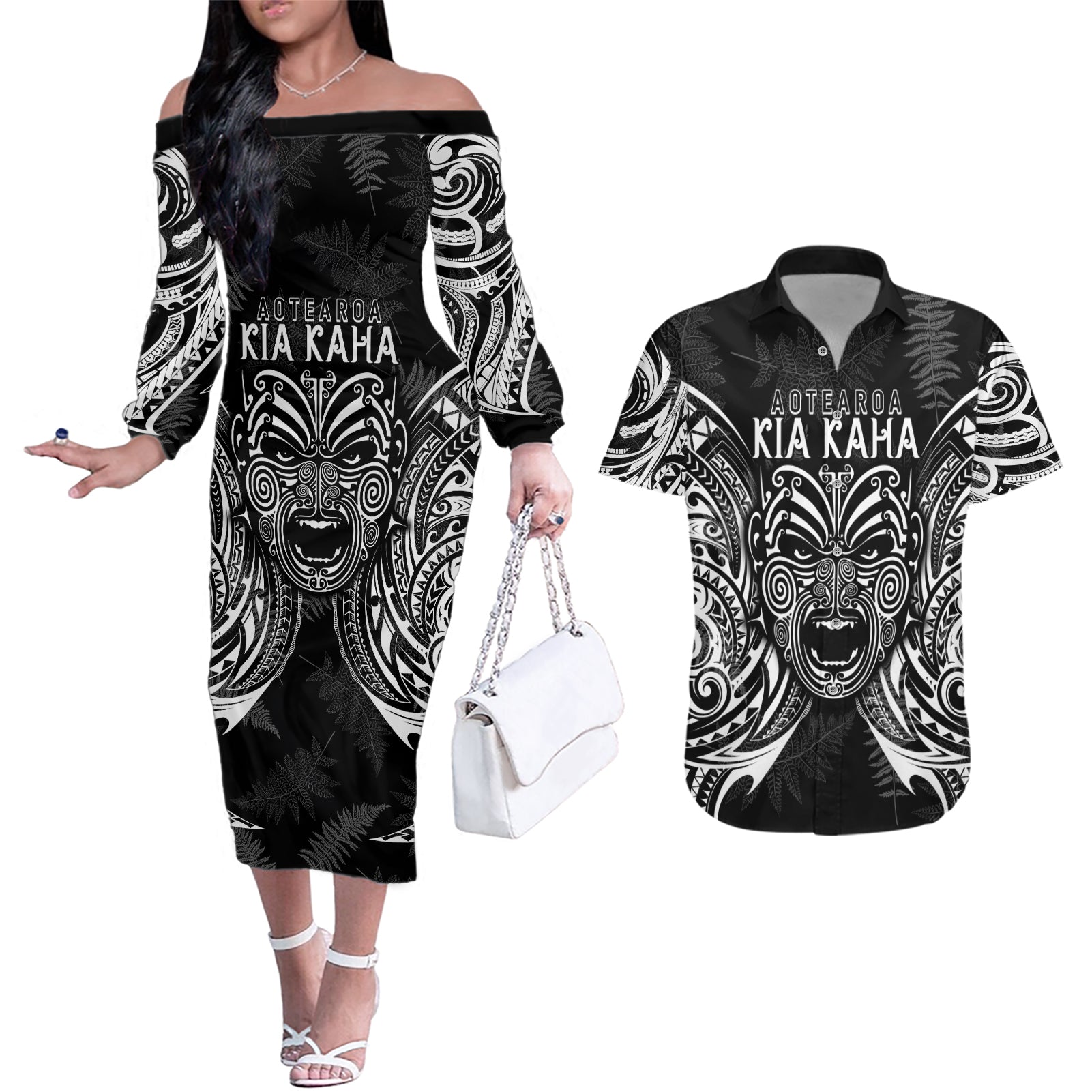 custom-new-zealand-rugby-couples-matching-off-the-shoulder-long-sleeve-dress-and-hawaiian-shirt-2023-world-cup-aotearoa-haka-face