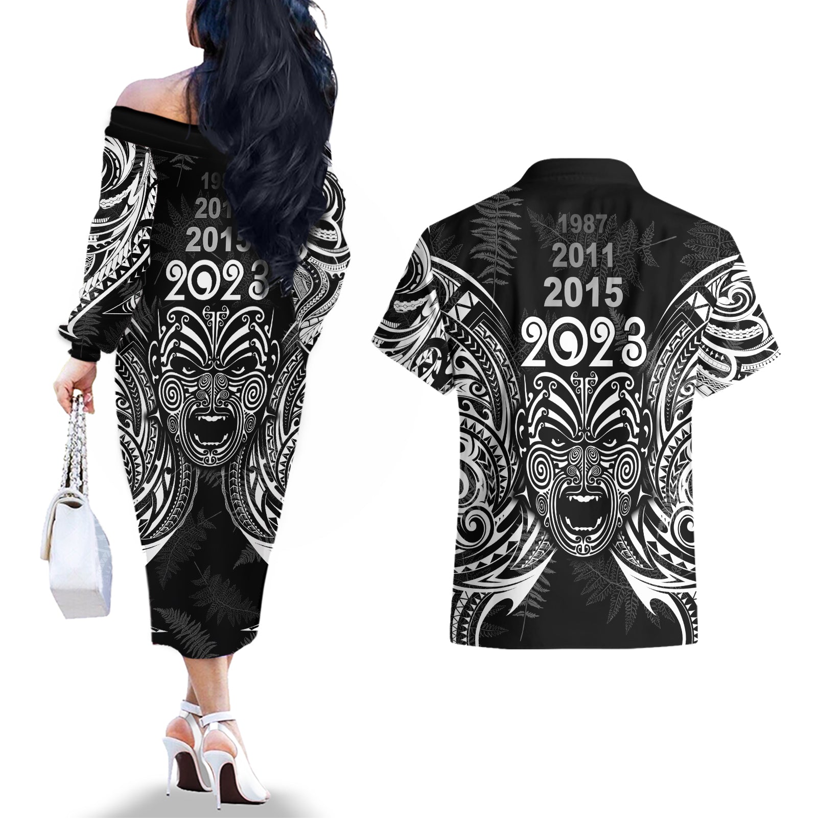 custom-new-zealand-rugby-couples-matching-off-the-shoulder-long-sleeve-dress-and-hawaiian-shirt-2023-world-cup-aotearoa-haka-face