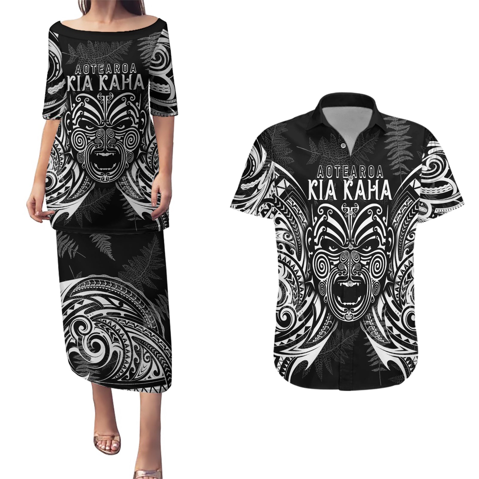 custom-new-zealand-rugby-couples-matching-puletasi-dress-and-hawaiian-shirt-2023-world-cup-aotearoa-haka-face
