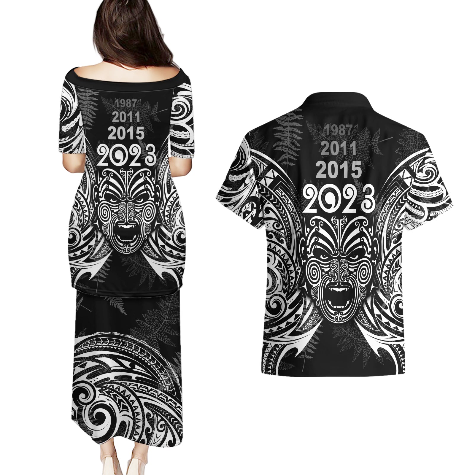custom-new-zealand-rugby-couples-matching-puletasi-dress-and-hawaiian-shirt-2023-world-cup-aotearoa-haka-face