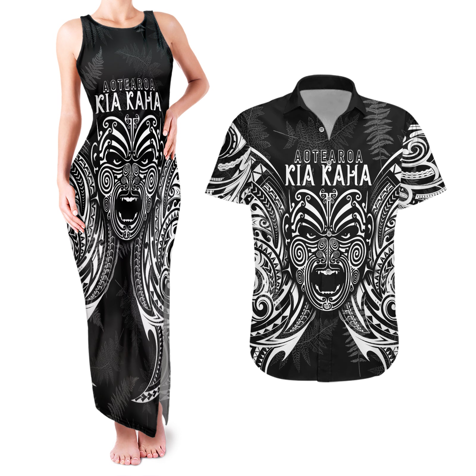 custom-new-zealand-rugby-couples-matching-tank-maxi-dress-and-hawaiian-shirt-2023-world-cup-aotearoa-haka-face