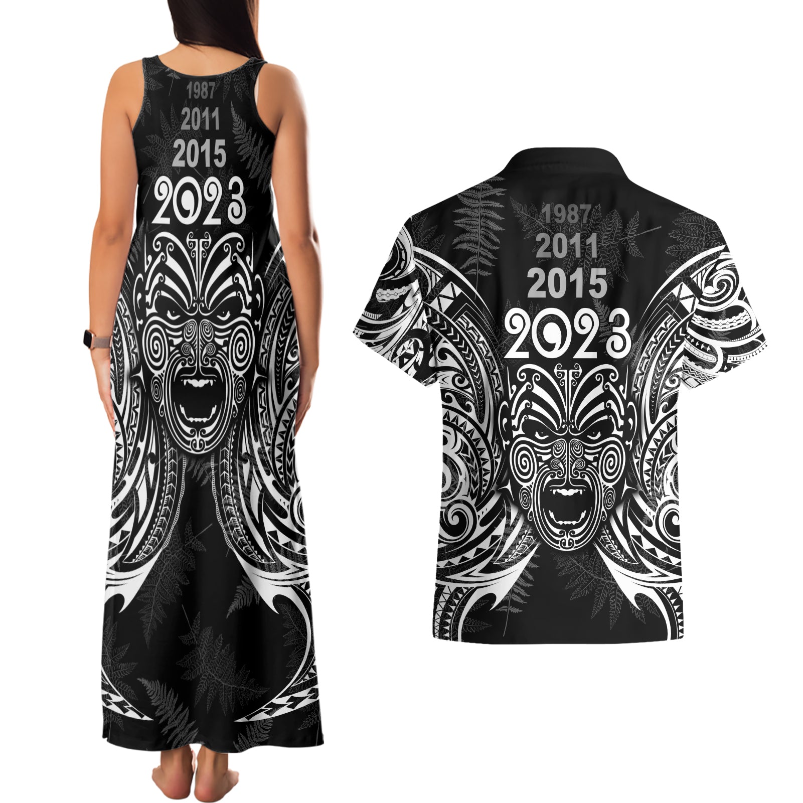 custom-new-zealand-rugby-couples-matching-tank-maxi-dress-and-hawaiian-shirt-2023-world-cup-aotearoa-haka-face