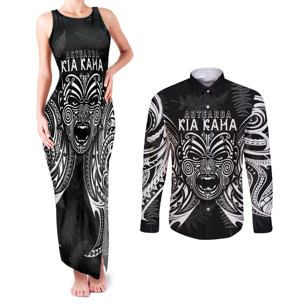 custom-new-zealand-rugby-couples-matching-tank-maxi-dress-and-long-sleeve-button-shirt-2023-world-cup-aotearoa-haka-face
