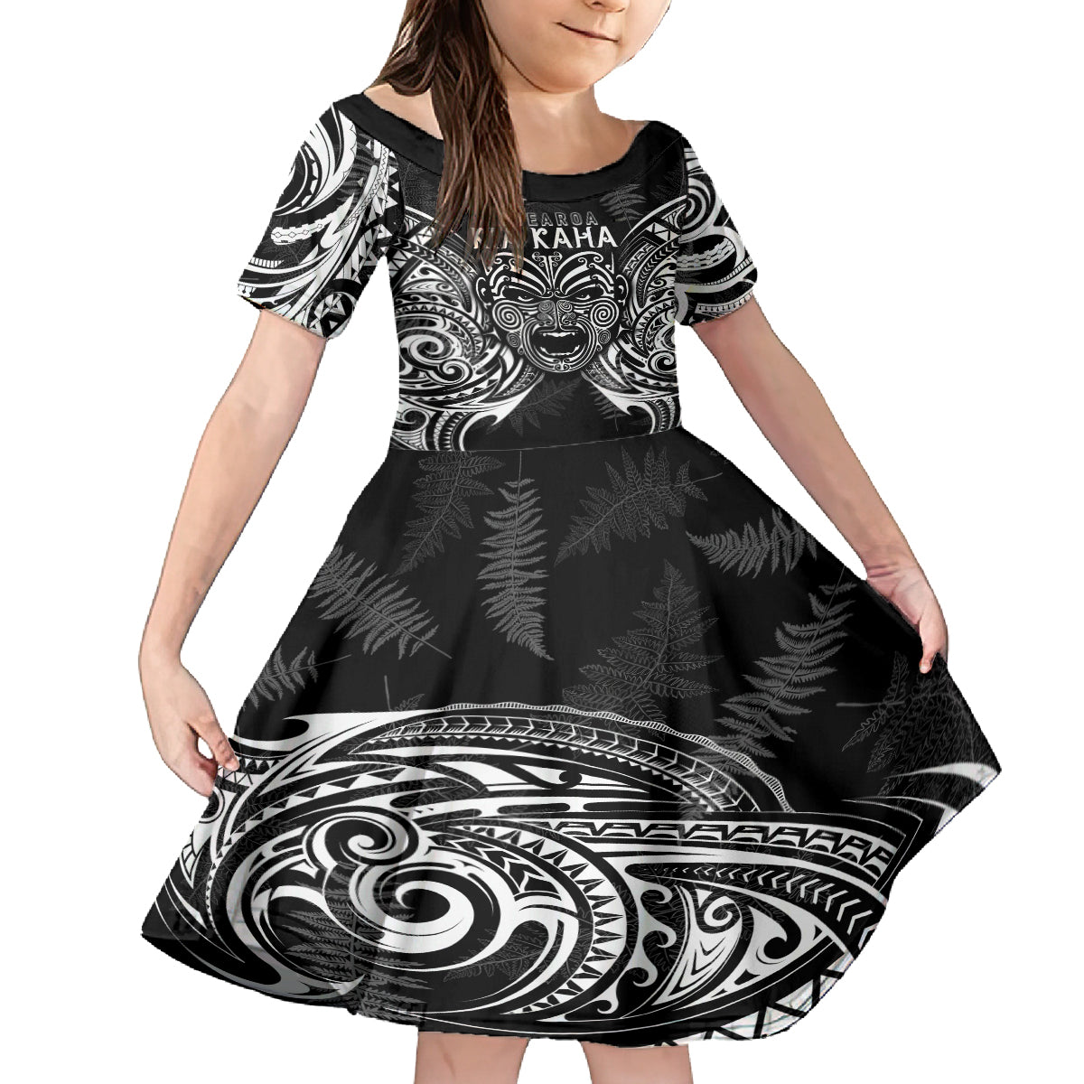 custom-new-zealand-rugby-family-matching-off-shoulder-maxi-dress-and-hawaiian-shirt-2023-world-cup-aotearoa-haka-face