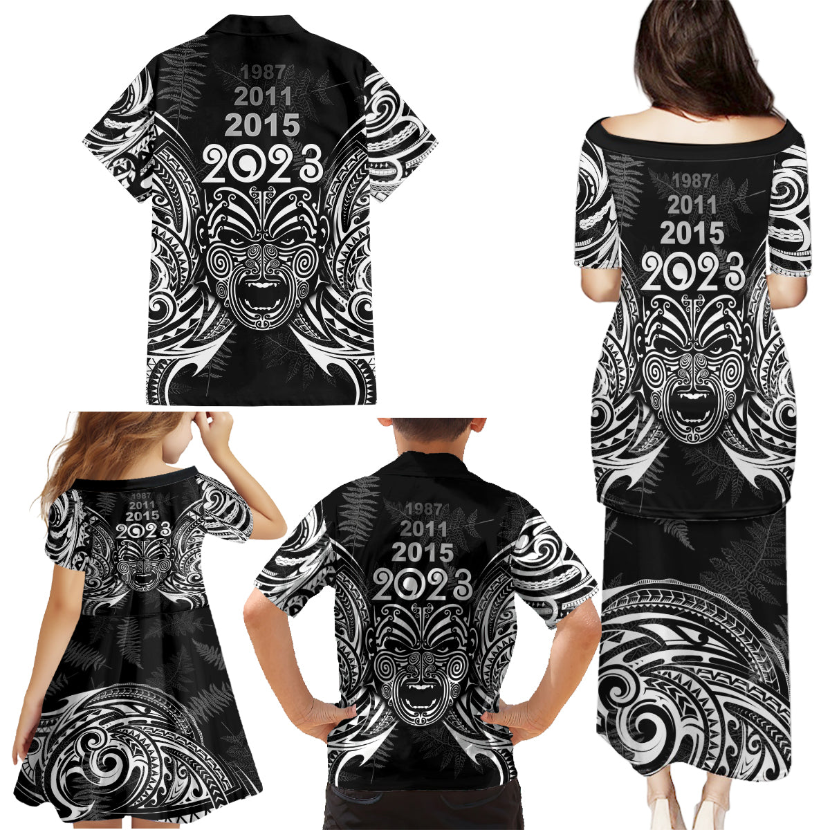 custom-new-zealand-rugby-family-matching-puletasi-dress-and-hawaiian-shirt-2023-world-cup-aotearoa-haka-face