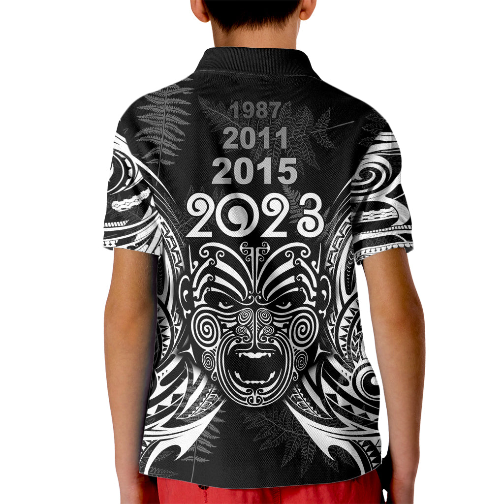 New Zealand Rugby Kid Polo Shirt 2023 World Cup Aotearoa Haka Face - Vibe Hoodie Shop