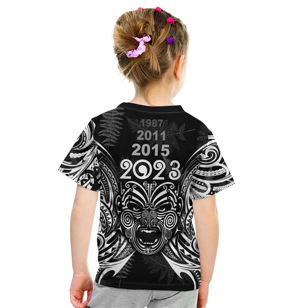 New Zealand Rugby Kid T Shirt 2023 World Cup Aotearoa Haka Face - Vibe Hoodie Shop