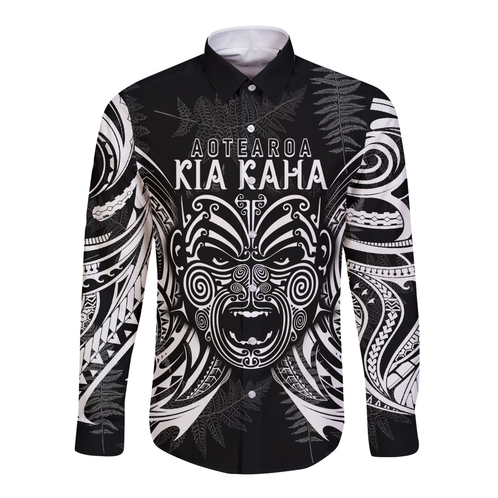 New Zealand Rugby Long Sleeve Button Shirt 2023 World Cup Aotearoa Haka Face - Vibe Hoodie Shop