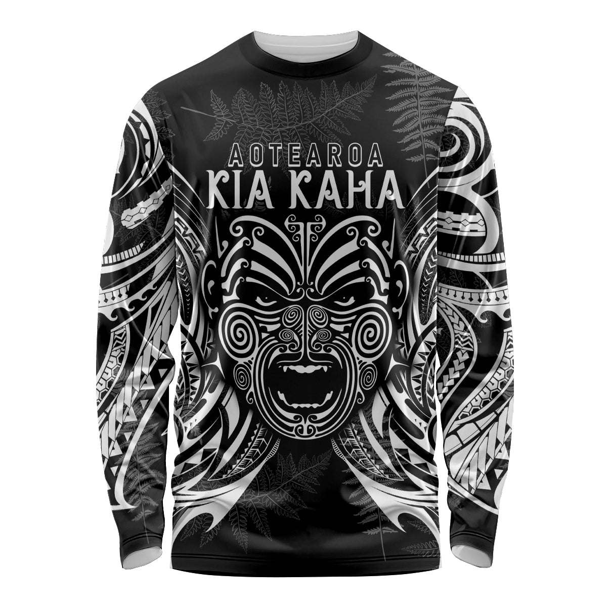 New Zealand Rugby Long Sleeve Shirt 2023 World Cup Aotearoa Haka Face - Vibe Hoodie Shop