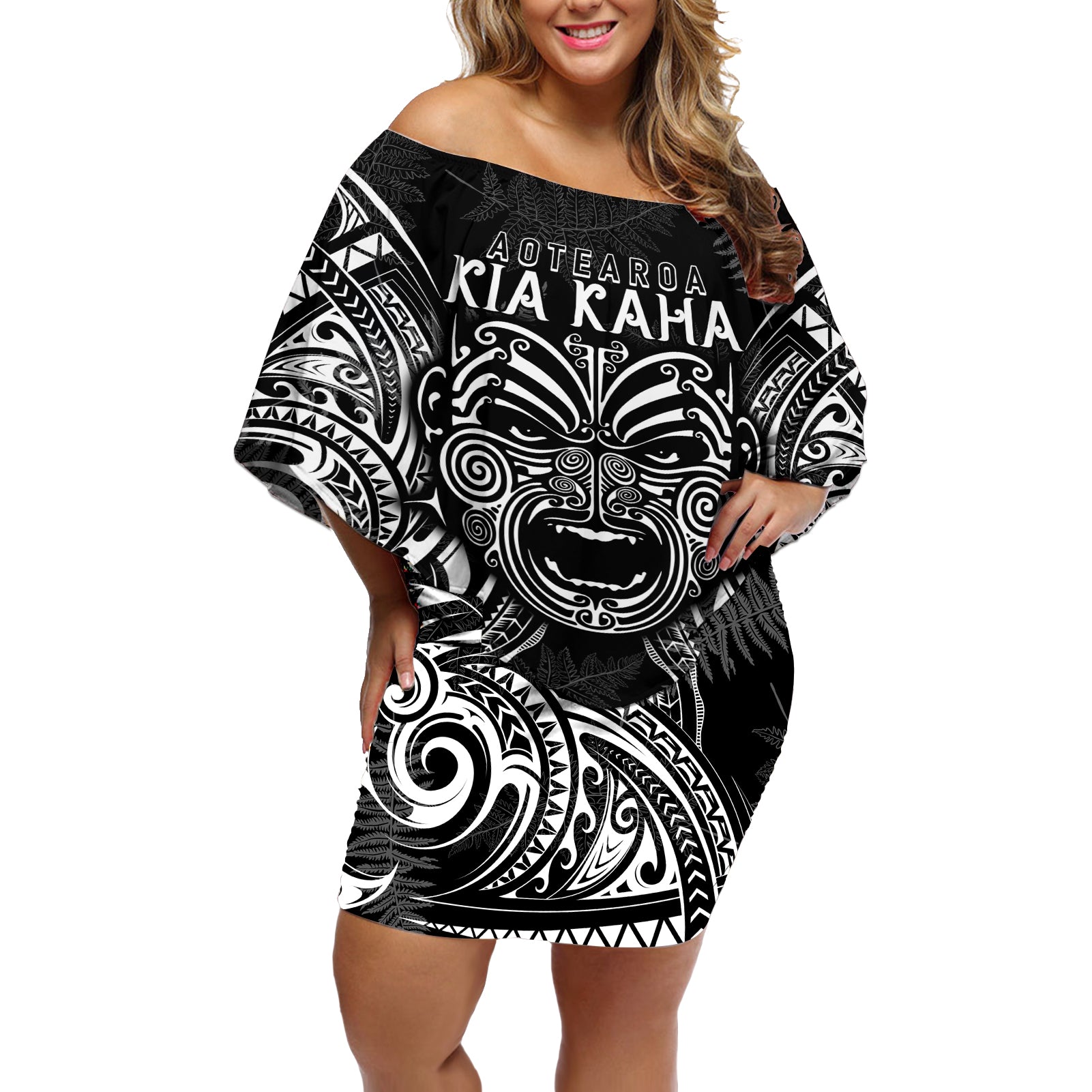 custom-new-zealand-rugby-off-shoulder-short-dress-2023-world-cup-aotearoa-haka-face