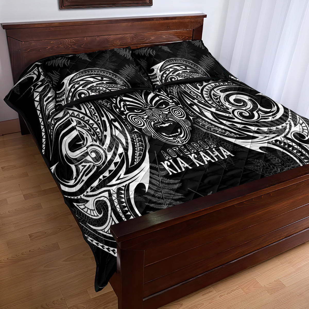 Custom New Zealand Rugby Quilt Bed Set 2023 World Cup Aotearoa Haka Face - Vibe Hoodie Shop