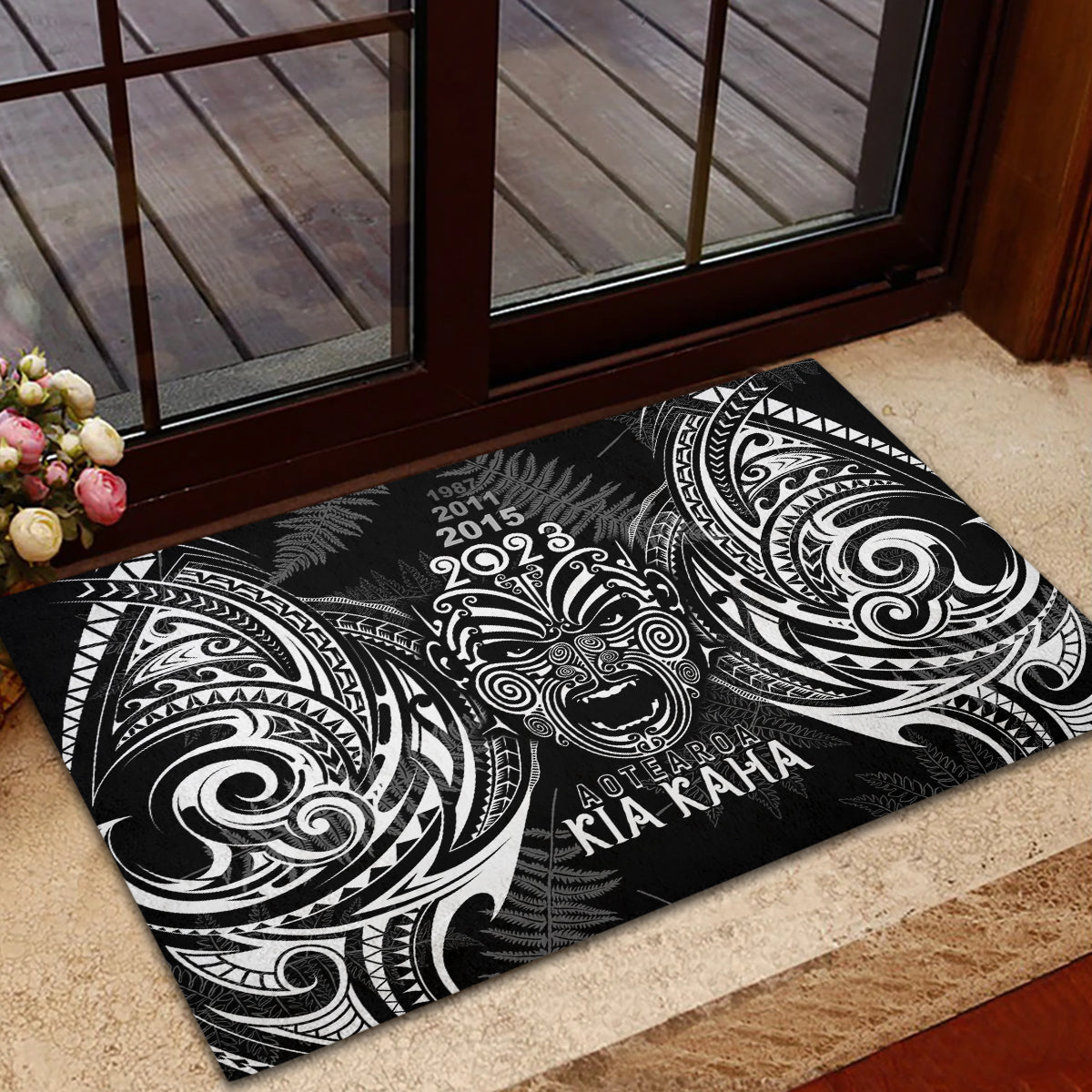 custom-new-zealand-rugby-rubber-doormat-2023-world-cup-aotearoa-haka-face