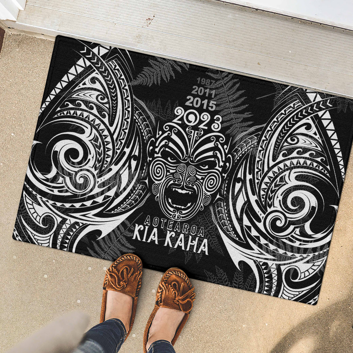 custom-new-zealand-rugby-rubber-doormat-2023-world-cup-aotearoa-haka-face