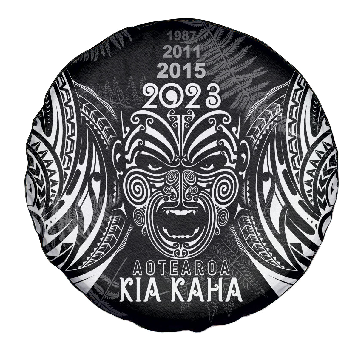 Custom New Zealand Rugby Spare Tire Cover 2023 World Cup Aotearoa Haka Face - Vibe Hoodie Shop