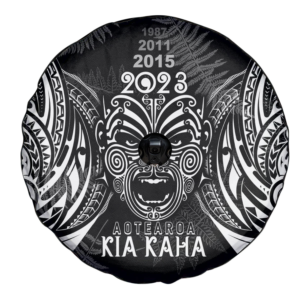 Custom New Zealand Rugby Spare Tire Cover 2023 World Cup Aotearoa Haka Face - Vibe Hoodie Shop