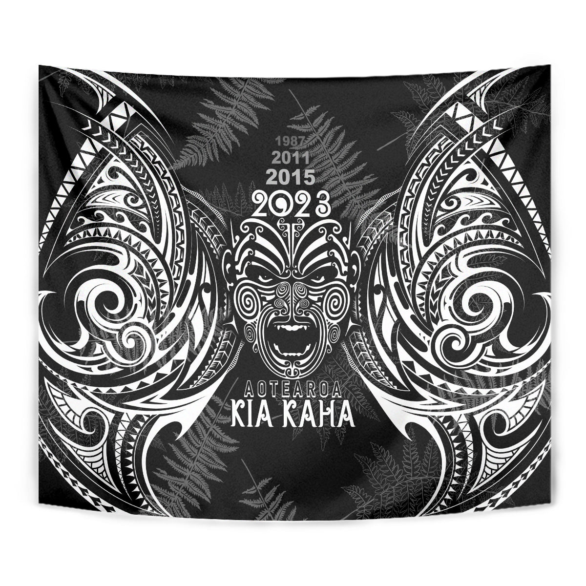 Custom New Zealand Rugby Tapestry 2023 World Cup Aotearoa Haka Face - Vibe Hoodie Shop