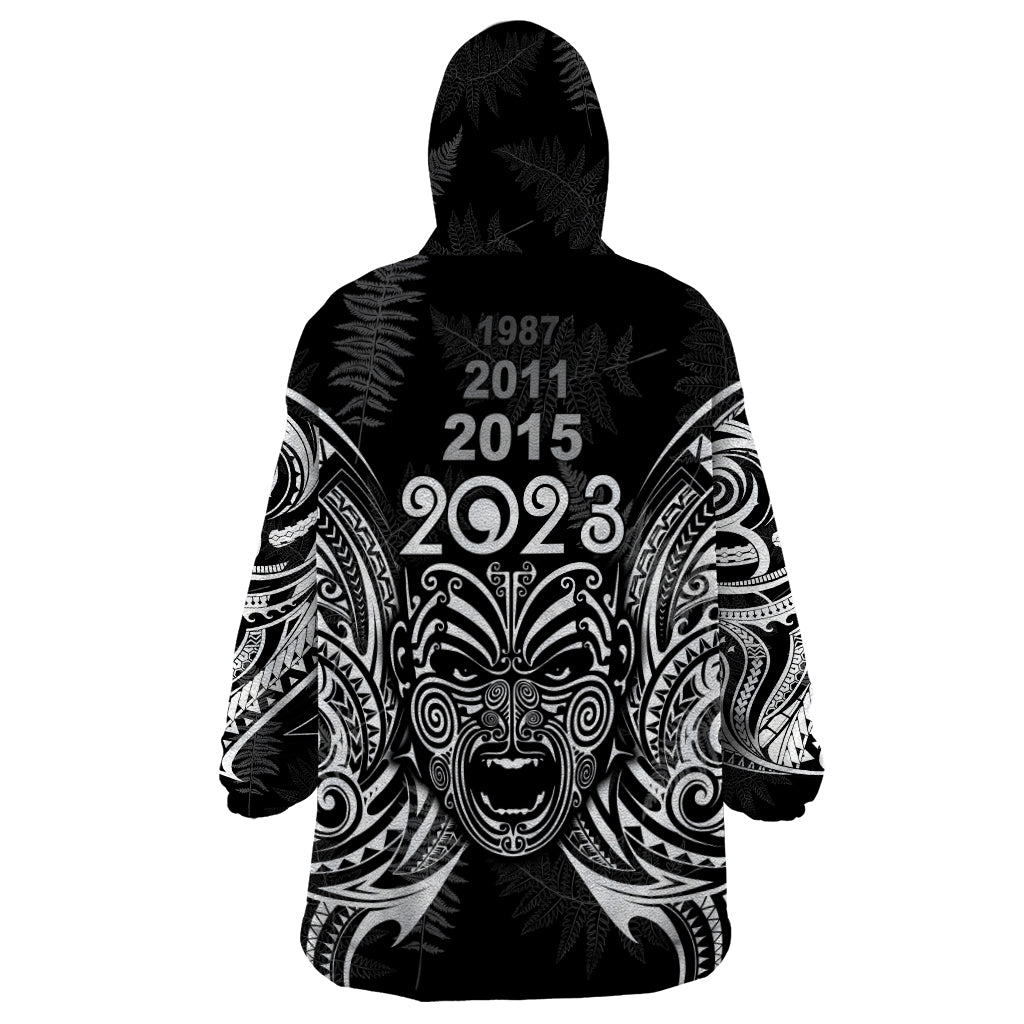 New Zealand Rugby Wearable Blanket Hoodie 2023 World Cup Aotearoa Haka Face - Vibe Hoodie Shop