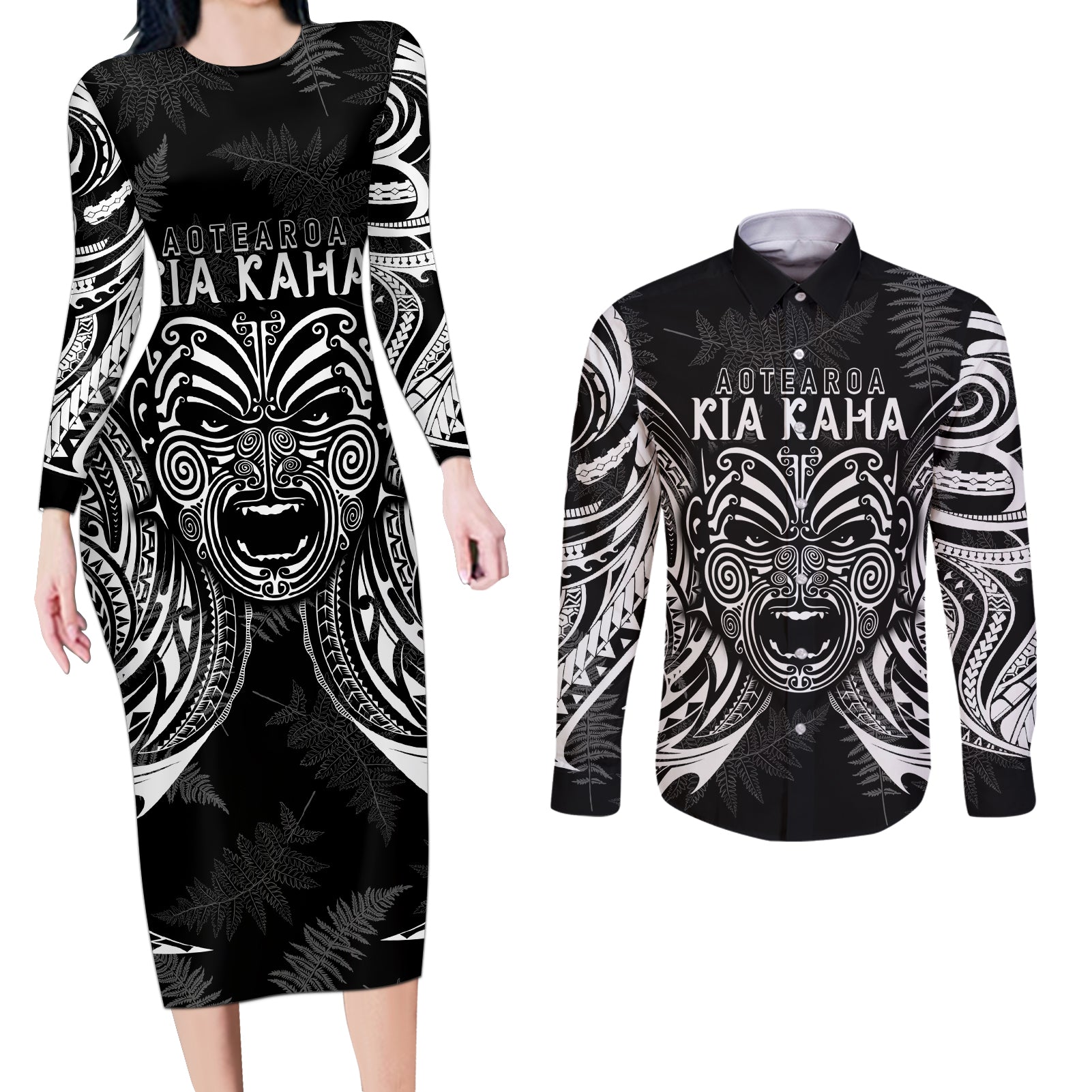 new-zealand-rugby-couples-matching-long-sleeve-bodycon-dress-and-long-sleeve-button-shirt-2023-world-cup-aotearoa-create-history