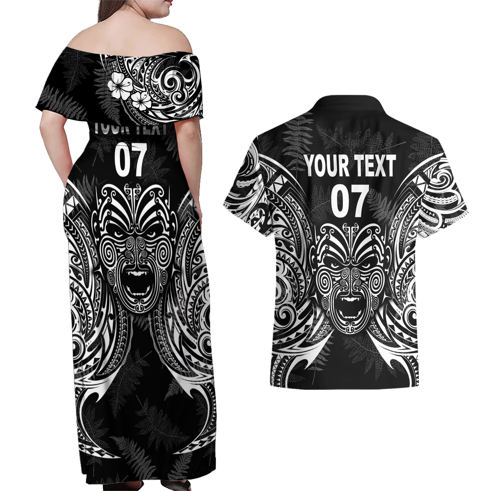 new-zealand-rugby-couples-matching-off-shoulder-maxi-dress-and-hawaiian-shirt-2023-world-cup-aotearoa-create-history