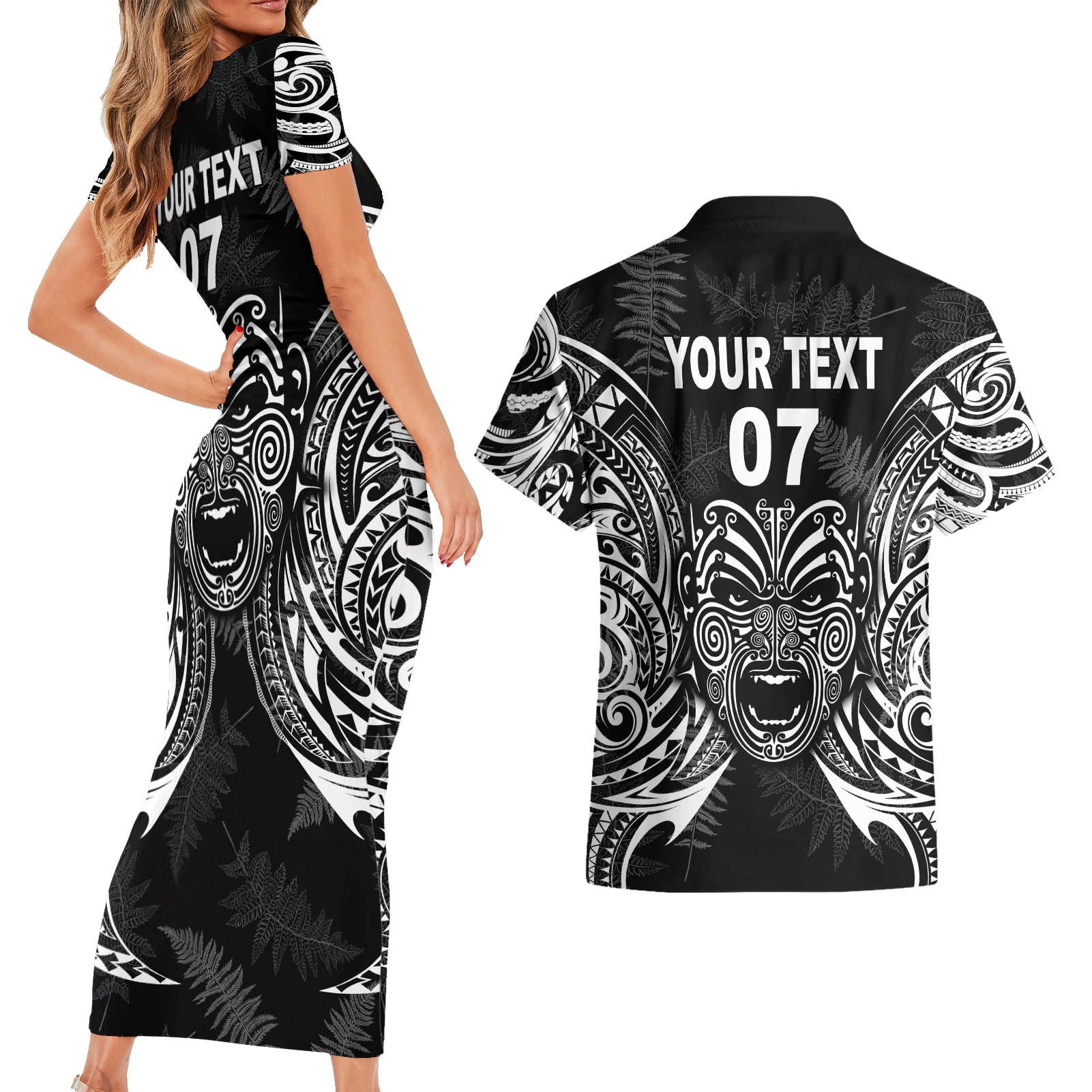 new-zealand-rugby-couples-matching-short-sleeve-bodycon-dress-and-hawaiian-shirt-2023-world-cup-aotearoa-create-history