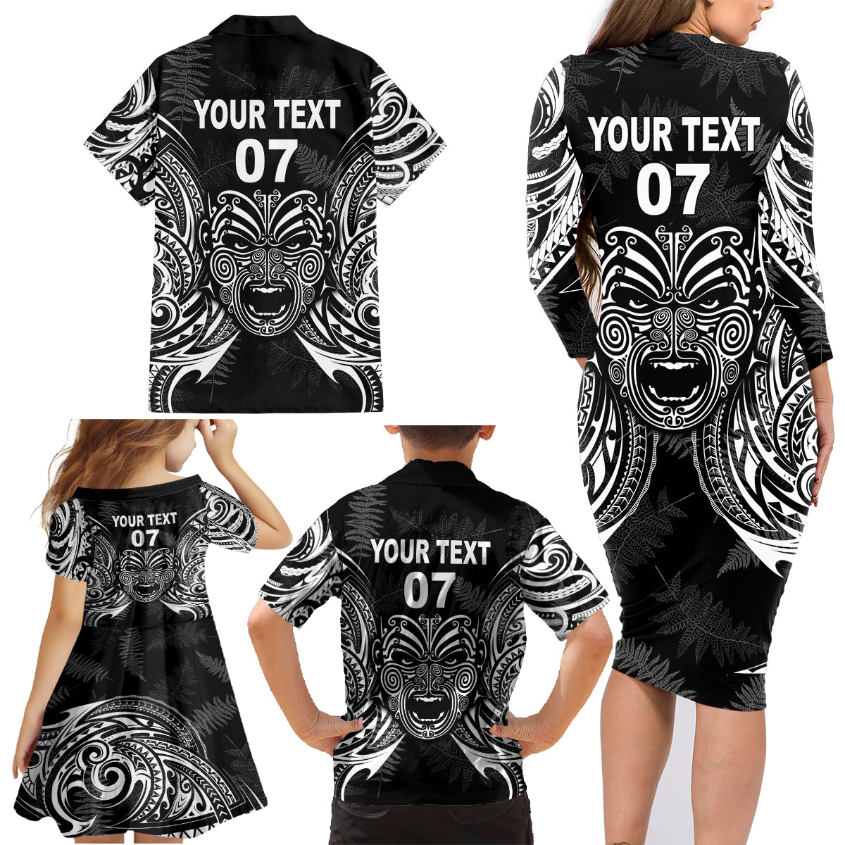 new-zealand-rugby-family-matching-long-sleeve-bodycon-dress-and-hawaiian-shirt-2023-world-cup-aotearoa-create-history