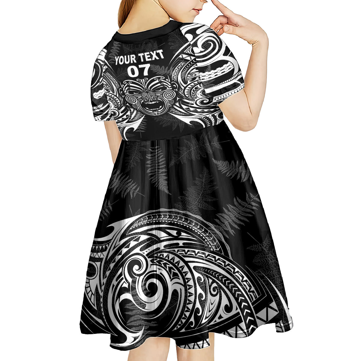 Custom New Zealand Rugby Kid Short Sleeve Dress 2023 World Cup Aotearoa Create History - Vibe Hoodie Shop