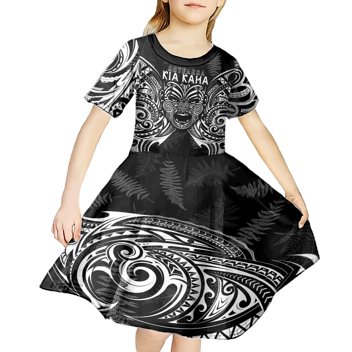 Custom New Zealand Rugby Kid Short Sleeve Dress 2023 World Cup Aotearoa Create History - Vibe Hoodie Shop