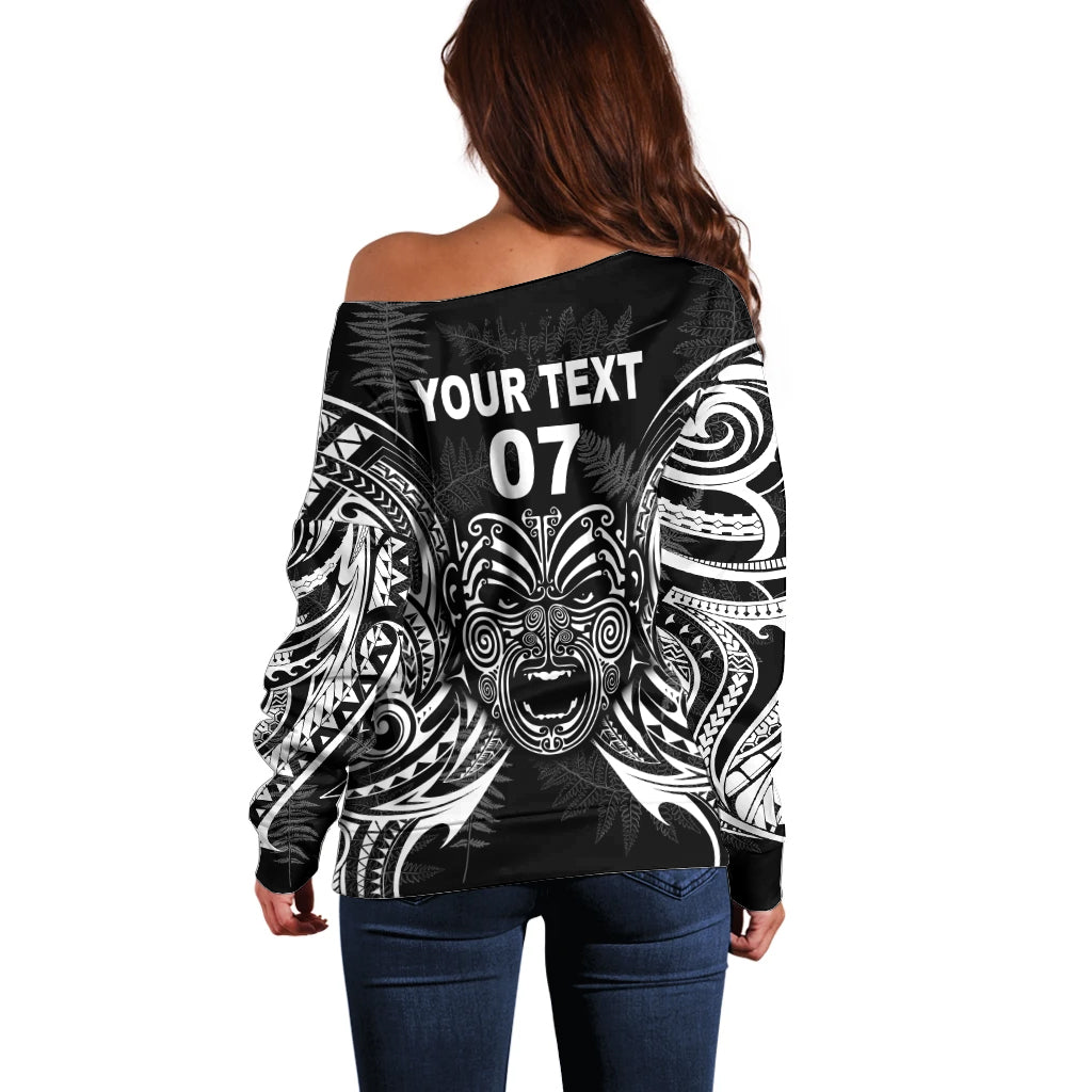 Custom New Zealand Rugby Off Shoulder Sweater 2023 World Cup Aotearoa Create History - Vibe Hoodie Shop