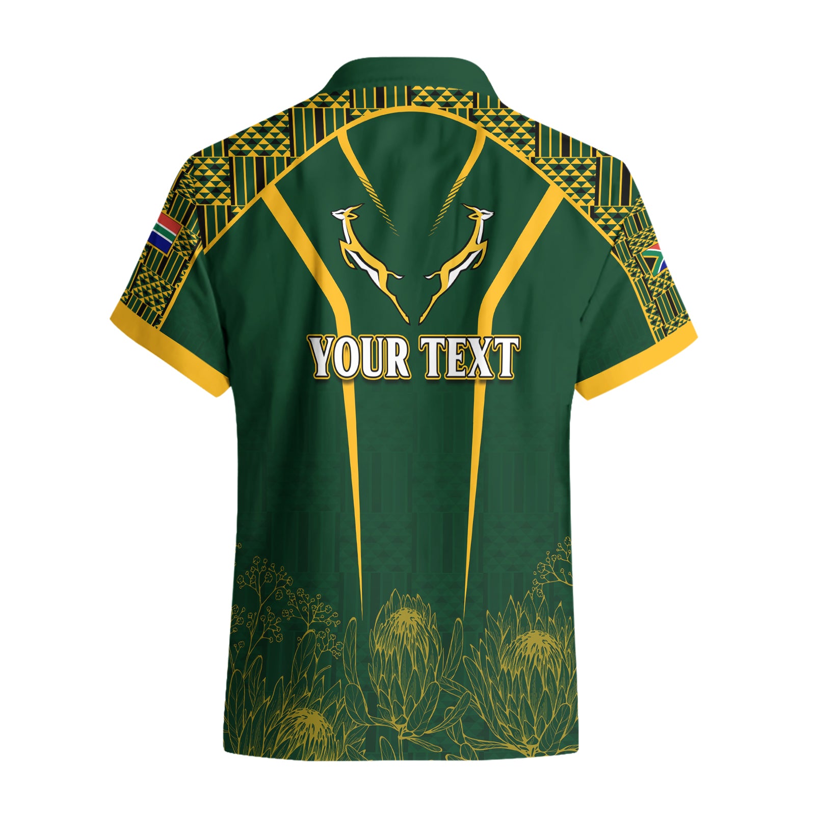 Personalised South African Heritage Day Hawaiian Shirt Kente Ethnic Patterns Mix Springboks - Vibe Hoodie Shop