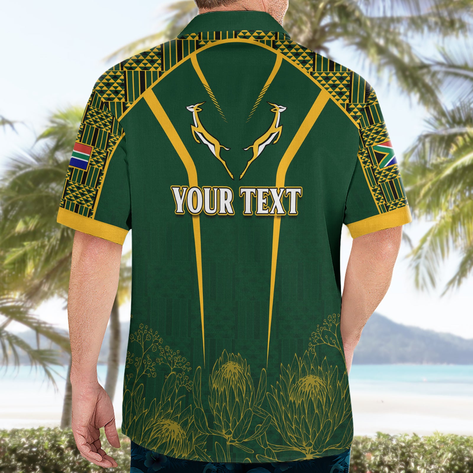 Personalised South African Heritage Day Hawaiian Shirt Kente Ethnic Patterns Mix Springboks - Vibe Hoodie Shop