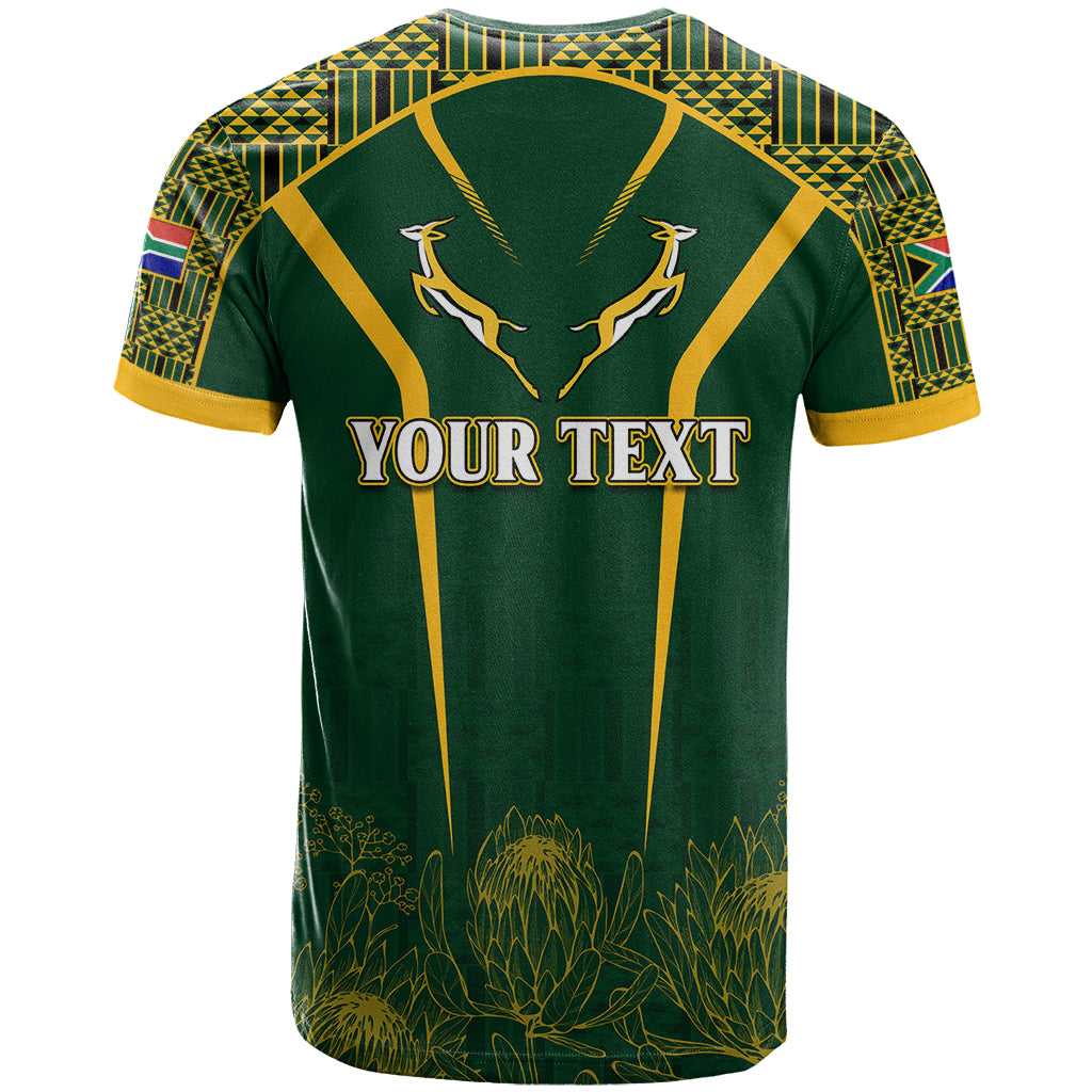 Personalised South African Heritage Day T Shirt Kente Ethnic Patterns Mix Springboks - Vibe Hoodie Shop