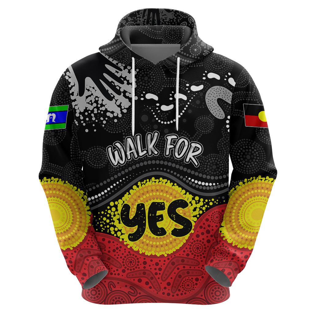 Personalised Australia Indigenous Hoodie Walk For Yes 2023 Aboriginal Flag Style LT7 - Vibe Hoodie Shop