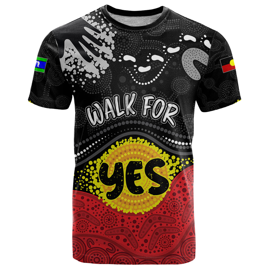 Personalised Australia Indigenous T Shirt Walk For Yes 2023 Aboriginal Flag Style - Vibe Hoodie Shop