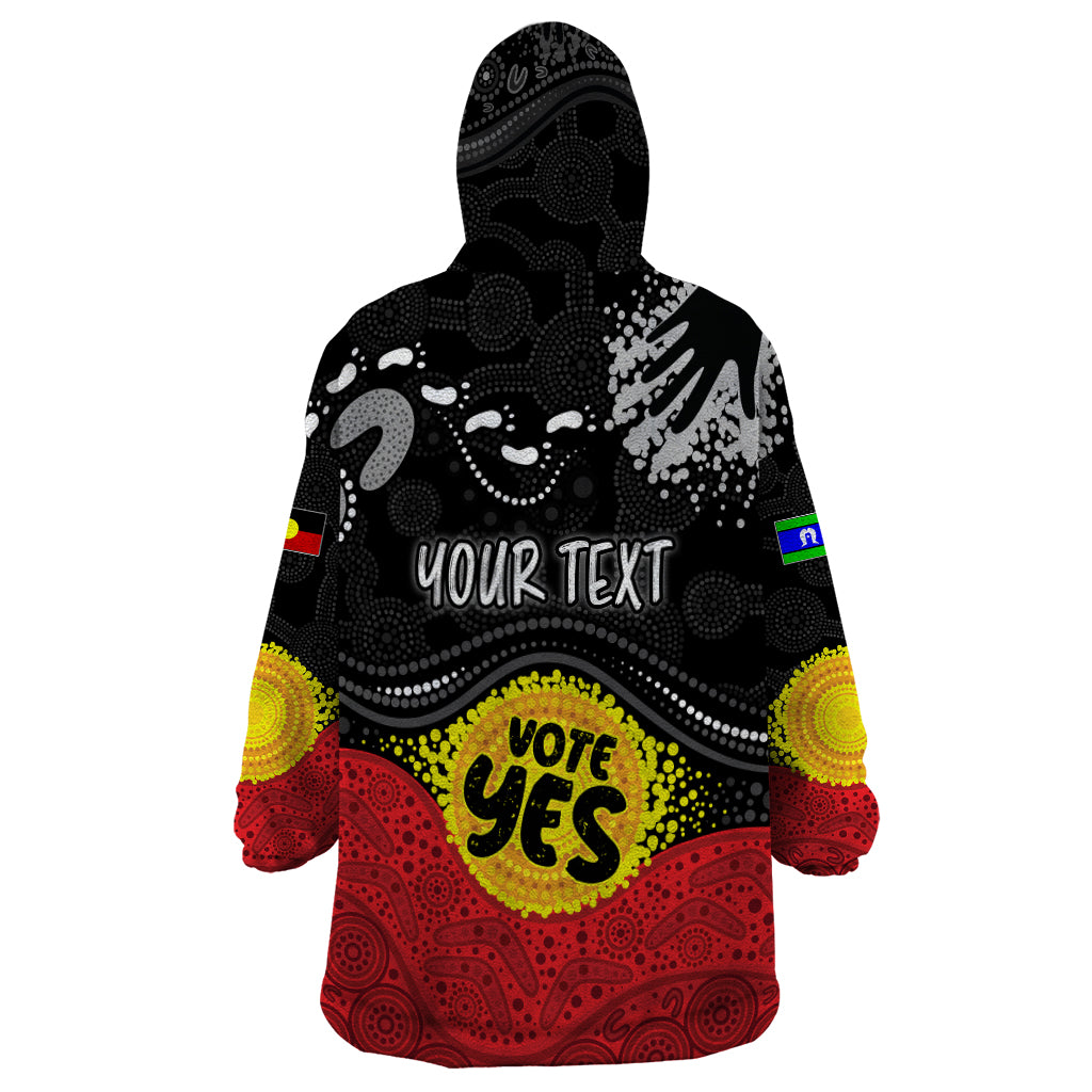 Personalised Australia Indigenous Wearable Blanket Hoodie Walk For Yes 2023 Aboriginal Flag Style - Vibe Hoodie Shop