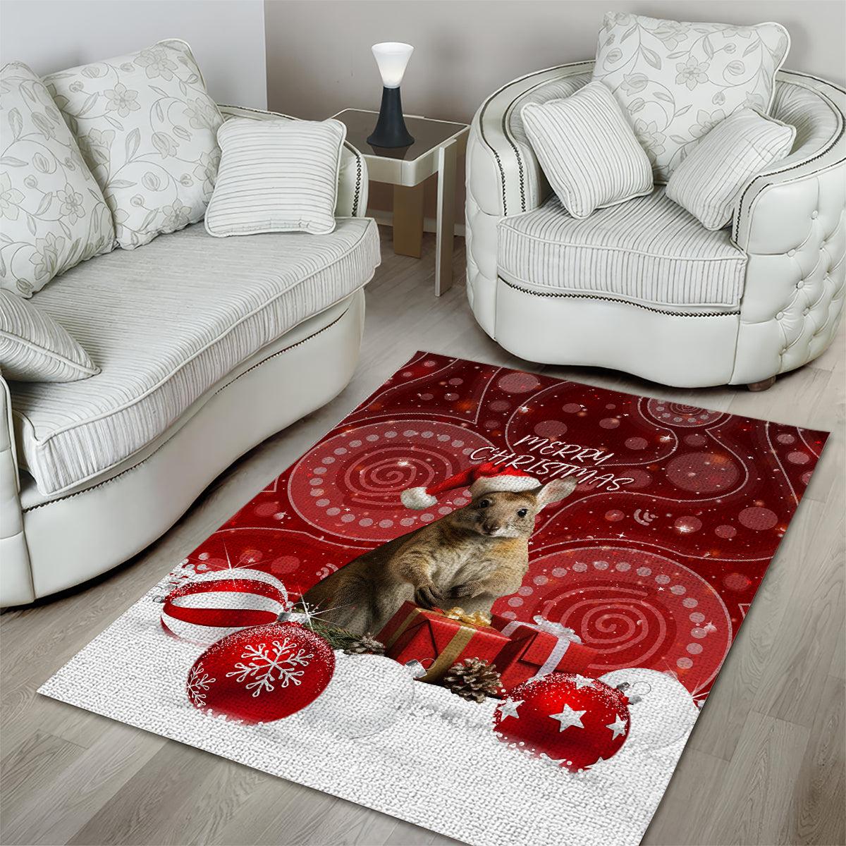 Australia Christmas Wallaby Area Rug Aboriginal Art - Vibe Hoodie Shop