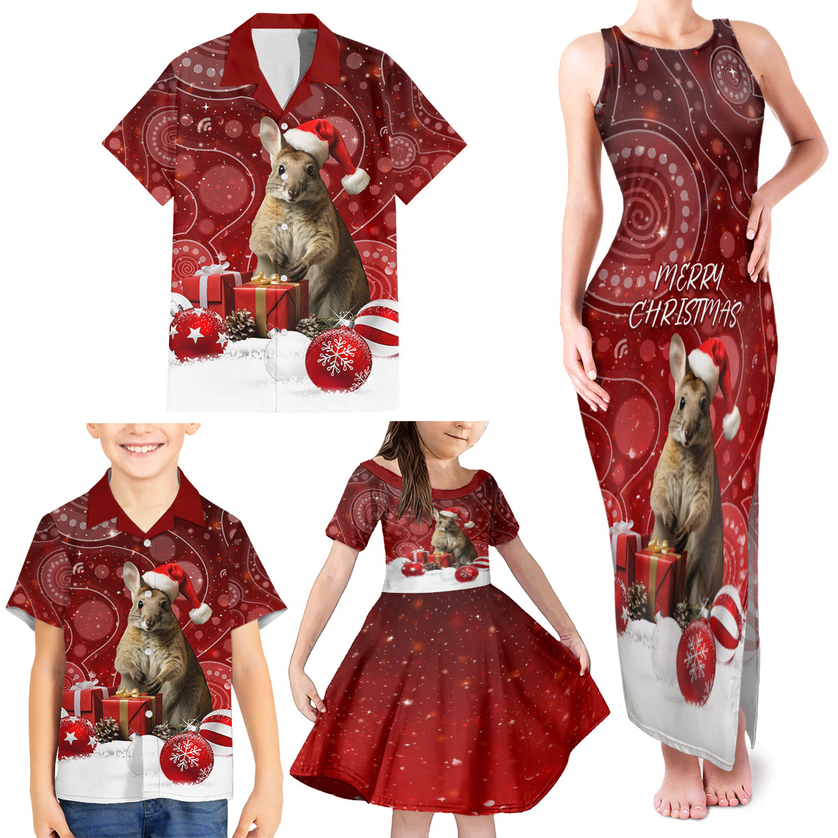 australia-christmas-wallaby-family-matching-tank-maxi-dress-and-hawaiian-shirt-aboriginal-art